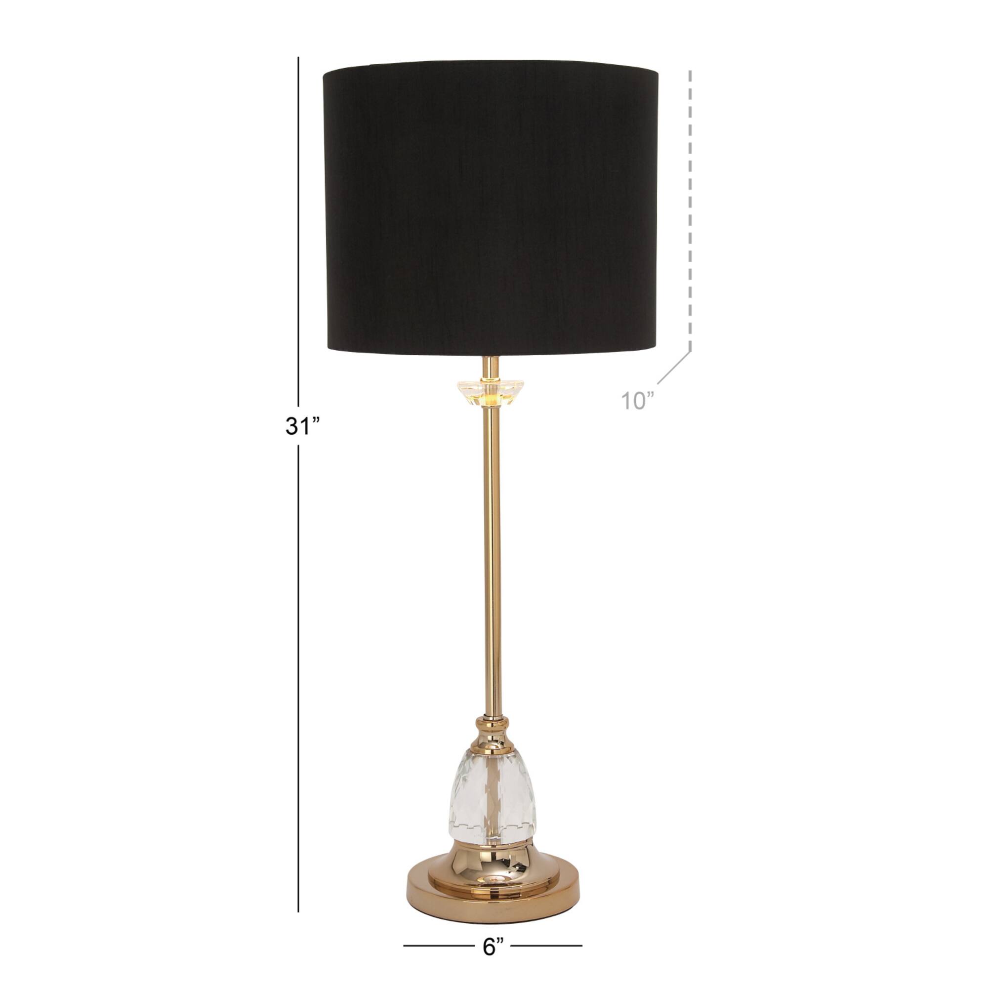 30" Glam Black Metal & Crystal Glass Buffet Lamp